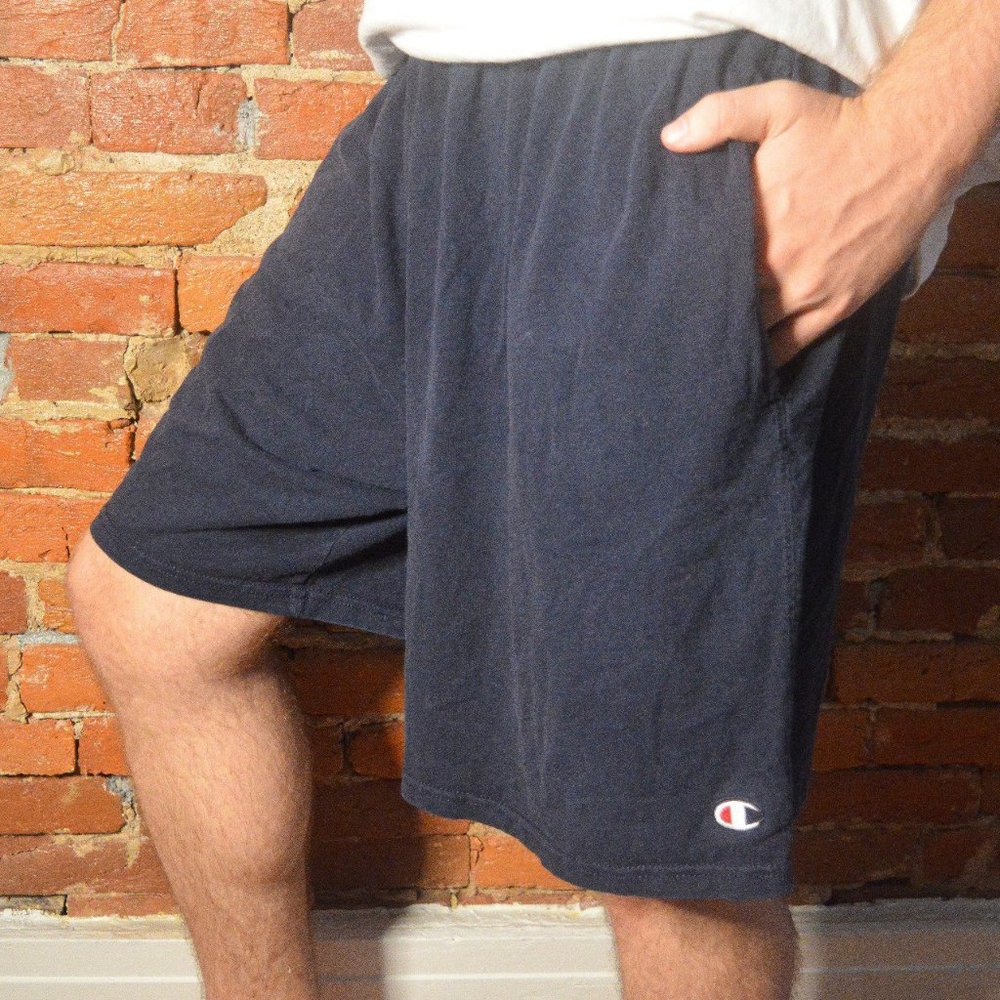 Vintage Champion Logo Navy Athletic Shorts
